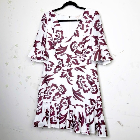 REBECCA Taylor flutter sleeve ruffle Amea snow spice dress - Picture 2 of 10